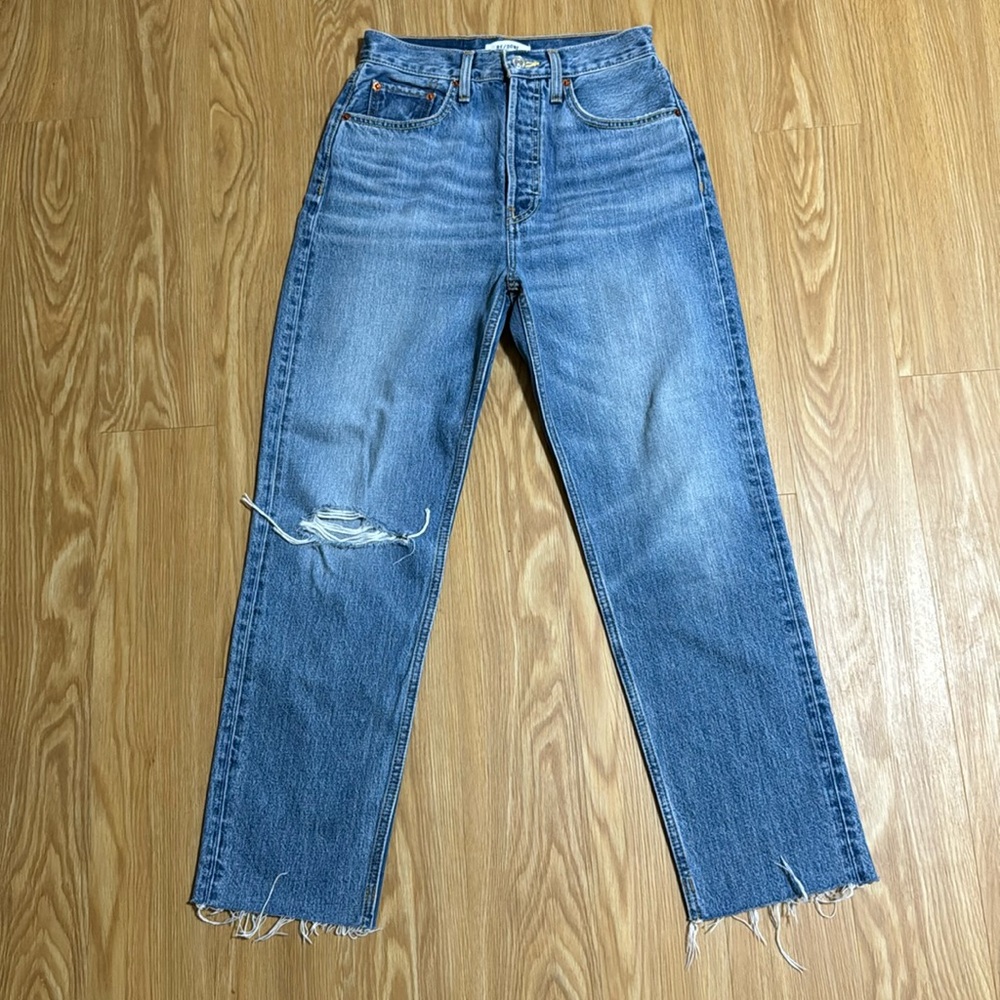 Re/Done 70s Ultra High Rise Stove Pipe Jeans